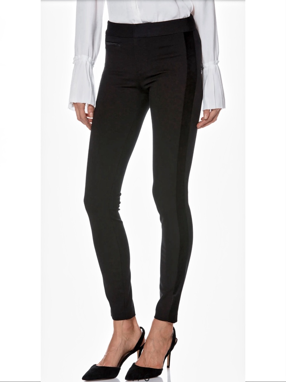 NWOT Paige Tereza Black Tuxedo Stripe Skinny Pants Size 28